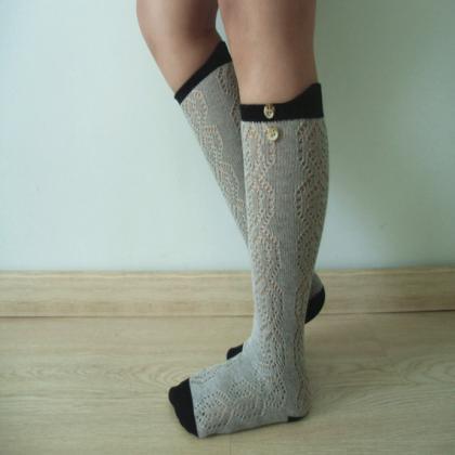 Knitting Socks, Hollow Out Socks. Womens Tall Knee..