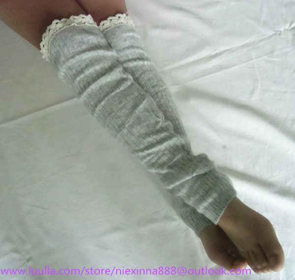 Lace Legwarmers Knit Leg Warmers Boots Cashmere Feel Larger Fit Leg Warmer Rib Knit Light Gray